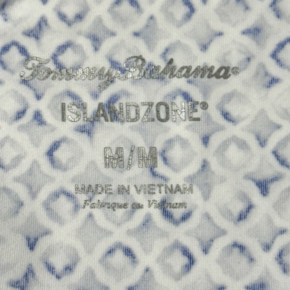 Tommy Bahama IslandZone Womens Tunic Top Blue White Geometric Split Neck M‎ - Picture 9 of 12